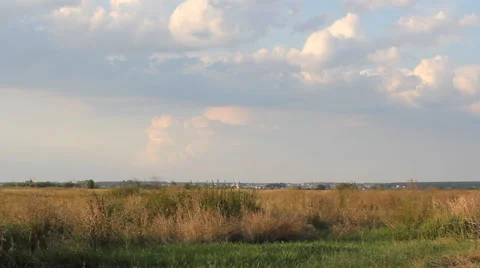 Summer landscape - beautiful clouds over the field. Stock Footage 67627407