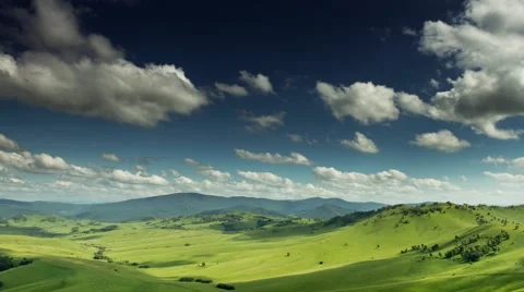 Summer landscape with cloudy sky and mountains. Time lapse Stock Footage 51497142