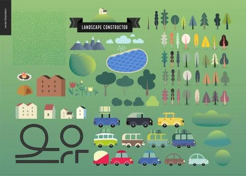 Summer landscape constructor イラスト素材