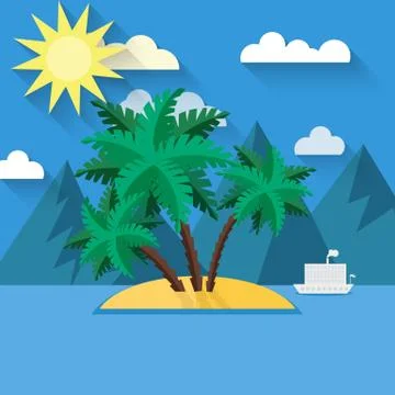 Summer landscape in flat style Stock Illustration