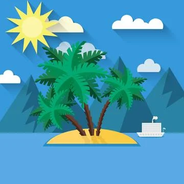Summer landscape in flat style Vector illustration of Summer landscape in ... Stock Photos