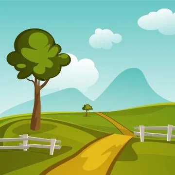 Summer Landscape Stock Illustration