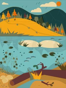 Summer landscape Stock Illustration