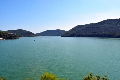Summer Landscape With Mountain Lake Stock Photos