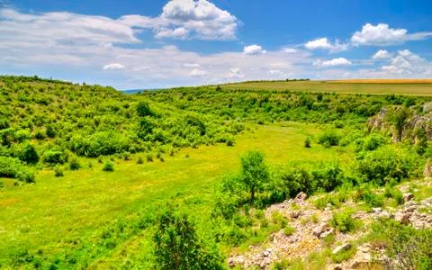 Summer landscape in mountain range Stock Photos