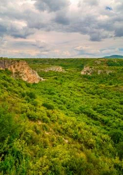 Summer landscape in mountain range Stock Photos