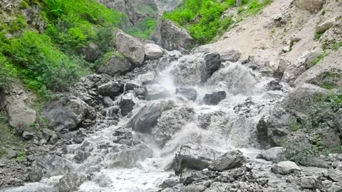 Summer landscape with mountain wild stream Stock Footage 89858503