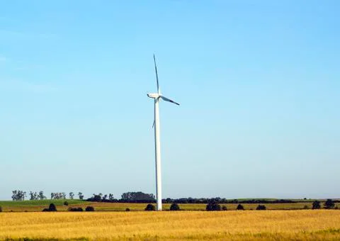Summer landscape with new Windmill in fields Stock-Fotos
