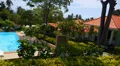 Summer Landscape Panorama. Azure Private Pool next to Tropical Island Villa. HD Footage