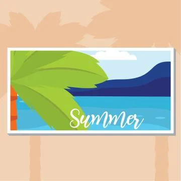 Summer landscape poster Illustrazione stock