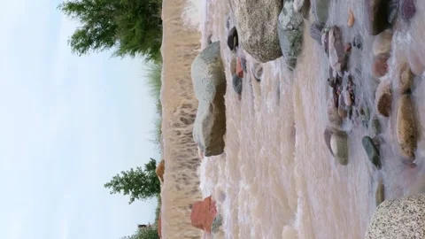 Summer landscape, river against the background of mountains. Stock Footage 278509384