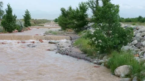 Summer landscape, river against the background of mountains Video stock 279802873
