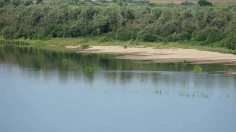 Summer landscape with river and forest Stock Footage 68136104