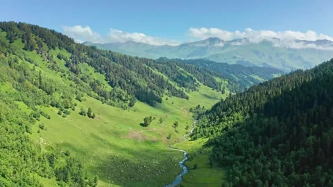 Summer landscape of river in Caucasus mountain. Stock Footage 267658941