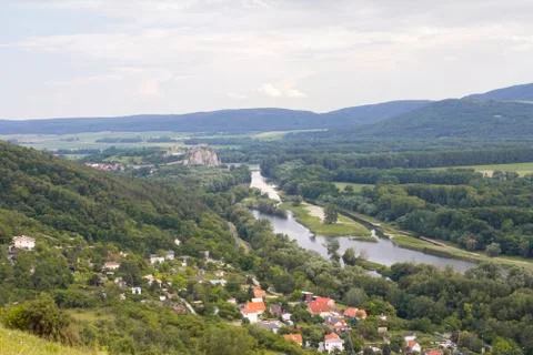Summer landscape with river Stock Photos