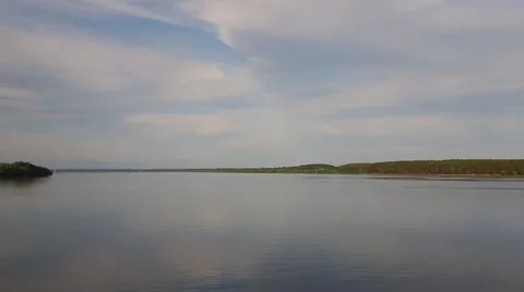 Summer landscape of the river Volga in evening Stock Footage 66438438