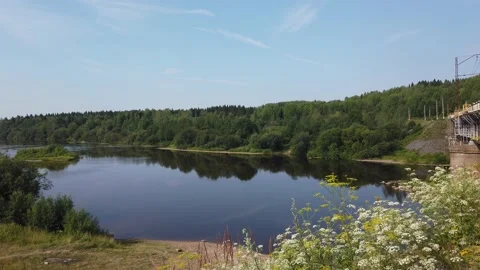 Summer landscape on the river Yaiva Stock Footage 157001834