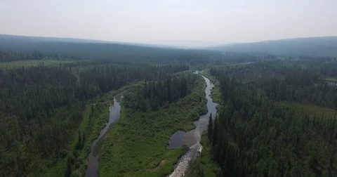 Summer landscape shooting from air, Yakutia, Siberia Video stock 70574341