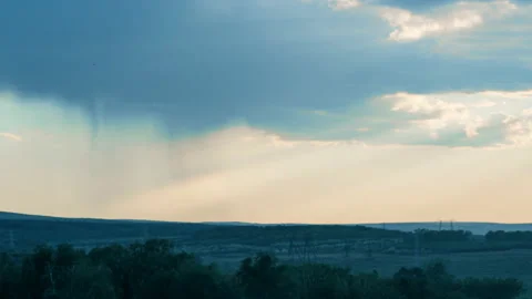 Summer landscape, sky with clouds, timelapse Stock Footage 130158612