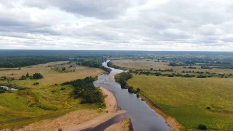Summer landscape with a small river Stock Footage 161748743