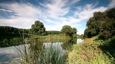 Summer landscape of small rivers. I. Stock-Footage 8677899