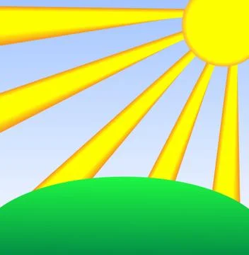 Summer landscape with  a sun Stock Illustration