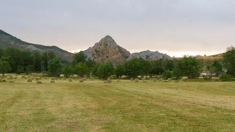 Summer landscape with sunset 스톡 사진
