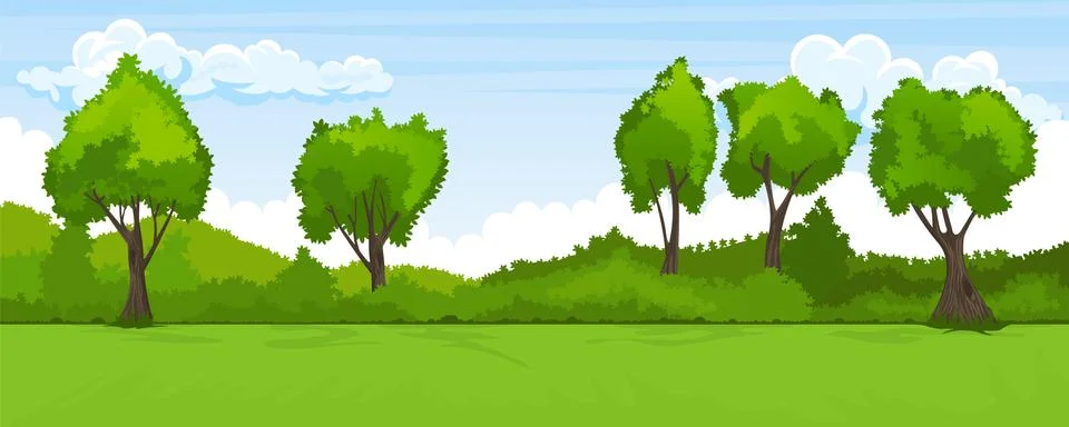 Summer landscape with trees Stock Illustration