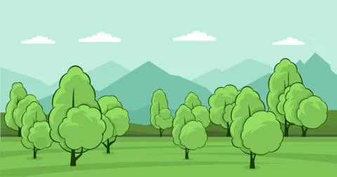 Summer landscape with trees Stock Illustration