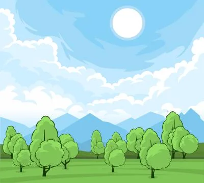 Summer landscape with trees Stock Illustration