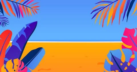 Summer landscape vector background. Horizontal summer template with copy spac Stock Illustration