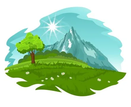 Summer landscape. Vector illustration Stock Illustration