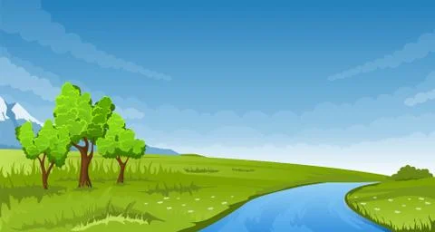 Summer landscape. Vector illustration Stock Illustration