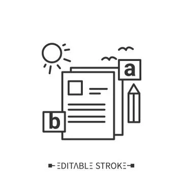 Summer language courses line icon. Editable Stock Illustration