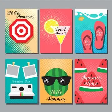 Summer , layout design, greeting card, cover book, banner,  template design.. 스톡 일러스트