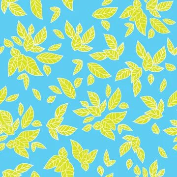 Summer leaves on blue background Stock Illustration