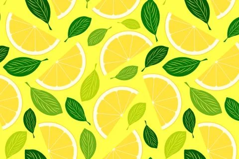 Summer lemon bright vector pattern Stock Illustration