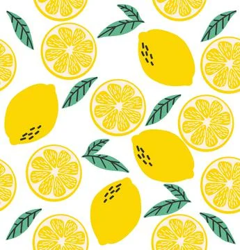 Summer  lemon flat seamless pattern Stock Illustration