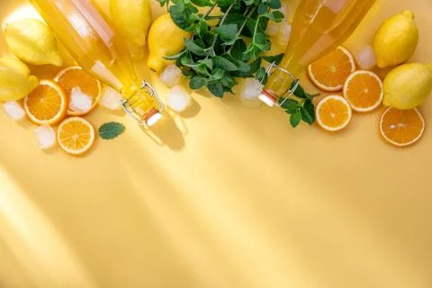 Summer lemonade background with copy space for a text Stock Photos
