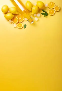 Summer lemonade background with copy space for a text Stock Photos