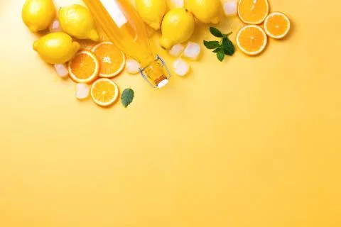 Summer lemonade background with copy space for a text Stock Photos