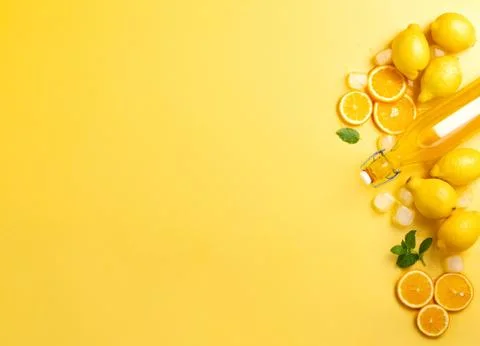 Summer lemonade background with copy space for a text Stock Photos