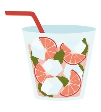 Summer Lemonade with Graipefruit. Flat style Vector illustration.  Stock Illustration