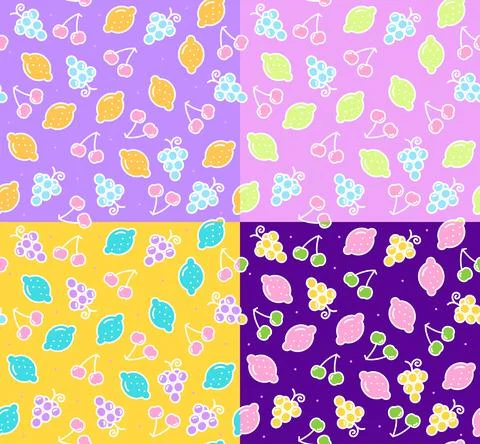 Summer Lemonade Seamless Pattern Background Set. Vector Stock Illustration