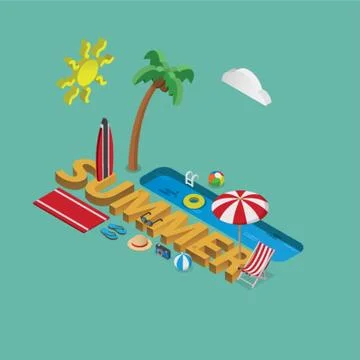 Summer lettering design 스톡 일러스트