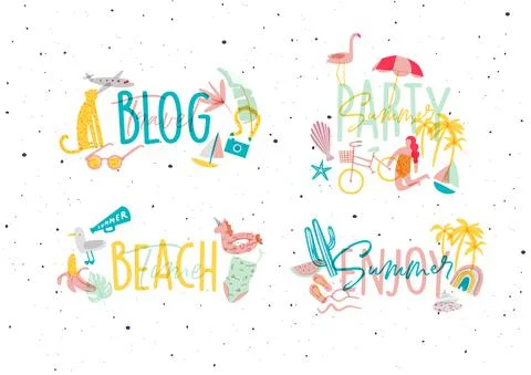Summer lettering set Illustrazione stock