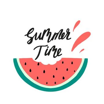 Summer lettering with a slice of watermelon. Stock Illustration