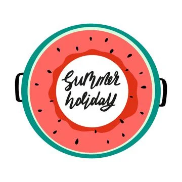 Summer lettering with a slice of watermelon. Stock Illustration