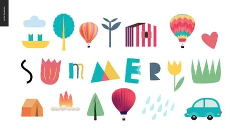 Summer lettering with vacation elements Illustrazione stock