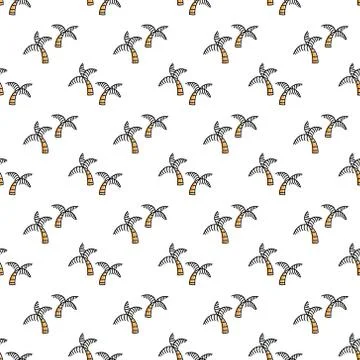 Summer line art beach pattern Stock Illustration